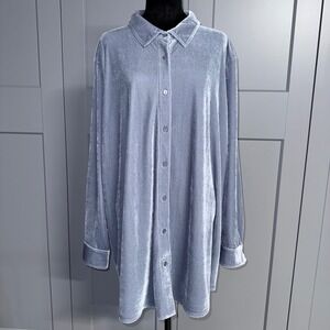 Soft Surroundings Velvet Boyfriend Tunic Button Down Shirt 3X Loungewear EUC